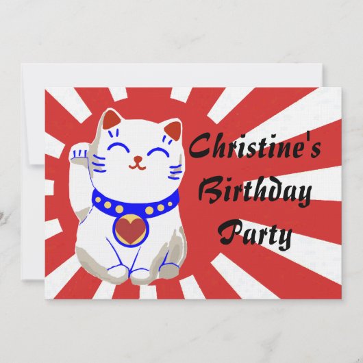 Lucky schattige neko-kat op stijgende zon kaart (Voorkant)