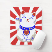 Lucky schattige neko-kat op stijgende zon muismat (Met muis)