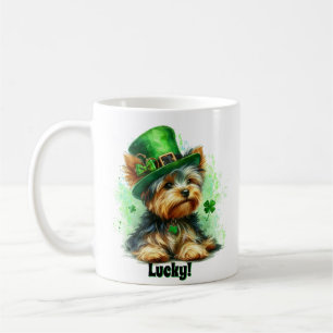 Lucky Schattigee Yorkie St. Patrick's Day Waterver Koffiemok