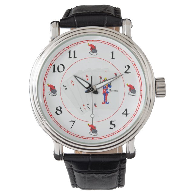 Lucky Schotse Terrier Poker Horloge (Voorkant)