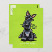 Lucky Scottie Dog Personalized Briefkaart (Voorkant / Achterkant)