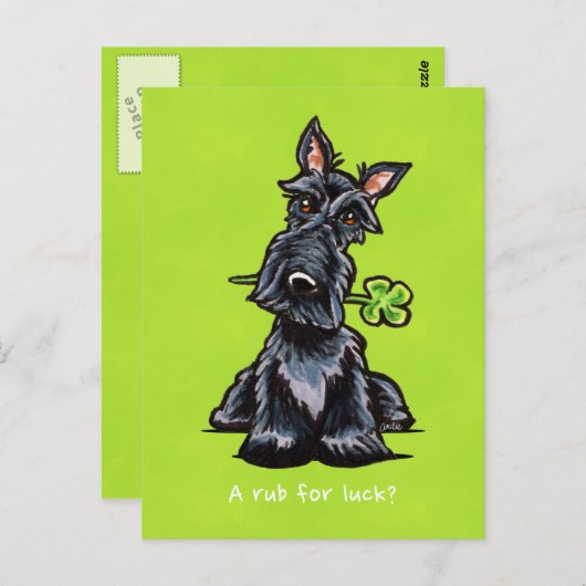 Lucky Scottie Dog Personalized Briefkaart (Voorkant / Achterkant)