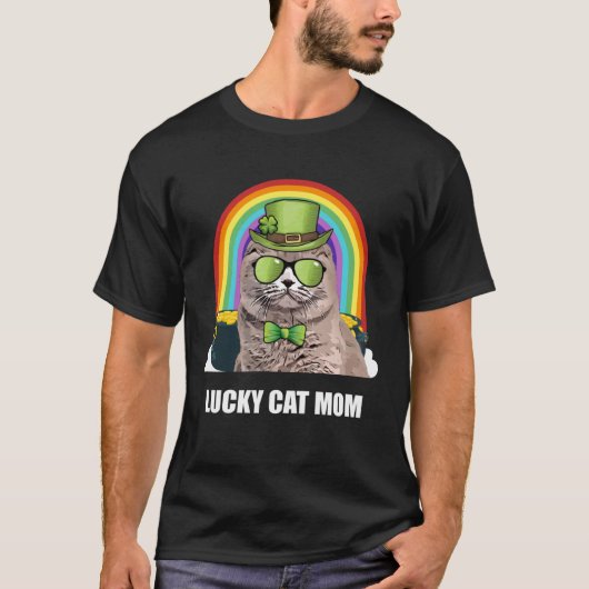 Lucky Scottish Fold Cat Mom St Patricks Day T-shirt (Voorkant)