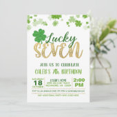 Lucky Seven Birthday Invitation Kaart (Staand voorkant)