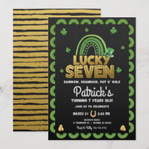 Lucky Seven Birthday Invitation St Patty's Day