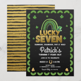 Lucky Seven Birthday Invitation St Patty's Day Kaart
