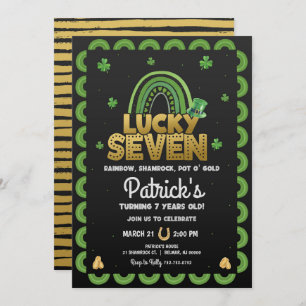 Lucky Seven Birthday Invitation St Patty's Day Kaart