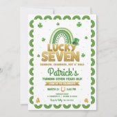 Lucky Seven Birthday Invitation St Patty's Day Kaart (Voorkant)
