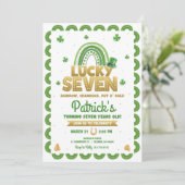 Lucky Seven Birthday Invitation St Patty's Day Kaart (Staand voorkant)