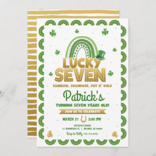 Lucky Seven Birthday Invitation St Patty's Day Kaart