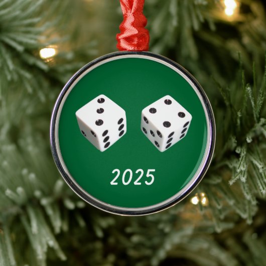 Lucky Seven Dice Roll Metalen Ornament (Boom)