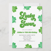 Lucky Seven Green Clover 7e verjaardagsfeestje Kaart (Voorkant)