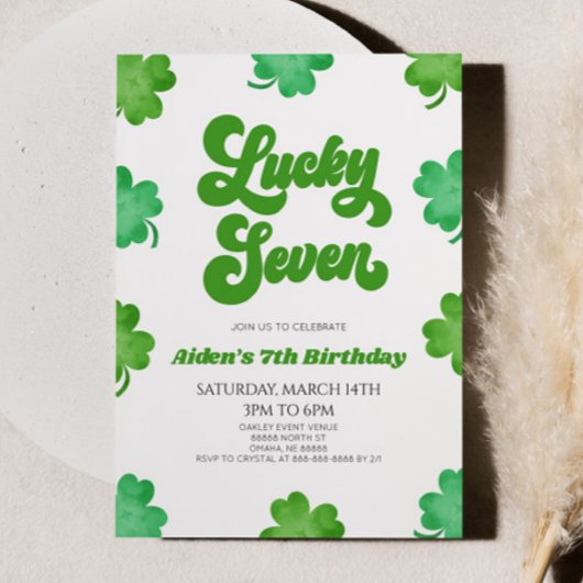 Lucky Seven Green Clover 7e verjaardagsfeestje Kaart
