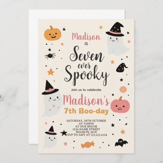 Lucky Seven Kinder verjaardagsuitnodiging voor Hal Kaart (Voorkant / Achterkant)