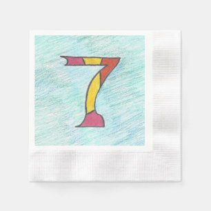 Lucky Seven op Cool Blues Set van Napkins Servetten