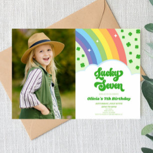 Lucky Seven Rainbow Clover 7e verjaardagsfeestje Kaart