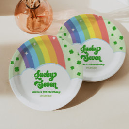 Lucky Seven Rainbow Clovers 7e verjaardagsfeest Papieren Bordje