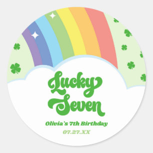 Lucky Seven Rainbow Clovers 7e verjaardagsfeest Ronde Sticker