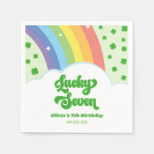 Lucky Seven Rainbow Clovers 7e verjaardagsfeest Servet (Voorkant)