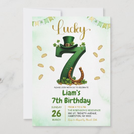 Lucky Seven St Patricks Day Verjaardag Kaart (Voorkant)