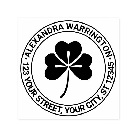 Lucky Shamrock #4 Naam Retouradres Zelfinktende Stempel (Design)