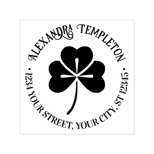 Lucky Shamrock #4P Naam Retouradres Zelfinktende Stempel (Design)