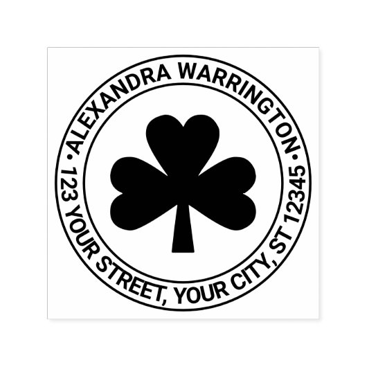 Lucky Shamrock #5 Naam Retouradres Zelfinktende Stempel (Design)