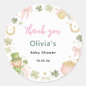 Lucky Shamrock Baby Shower Bedank Sticker (Voorkant)