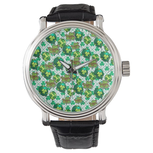 Lucky Shamrock Ballon St. Patrick's Day Design 🍀 Horloge (Voorkant)