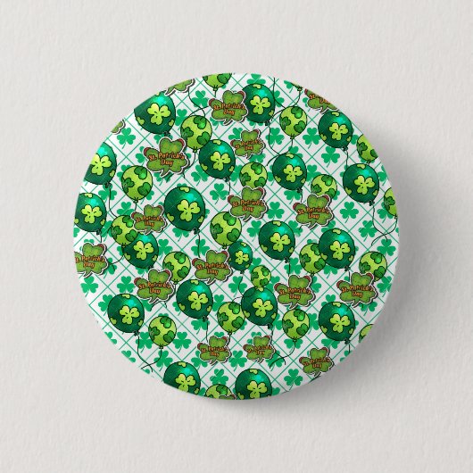 Lucky Shamrock Balloon St. Patrick’s Day Design 🍀 Ronde Button 5,7 Cm (Voorkant)