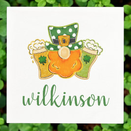 Lucky Shamrock Beers Leprechaun St Patrick's Naam Servet