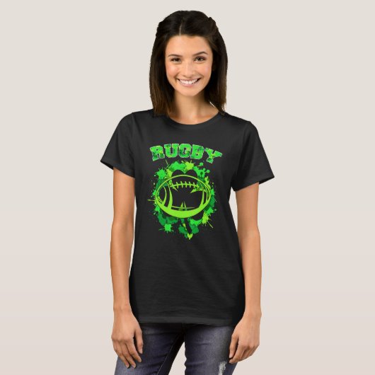 Lucky Shamrock C Rugby Happy St Patricks Day T-shirt (Voorkant volledig)