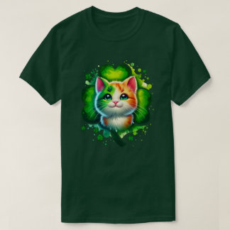 Lucky Shamrock Cat T-shirt, St. Patricks T-shirt