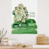 Lucky Shamrock Clover Aquarel Poster (Keuken)