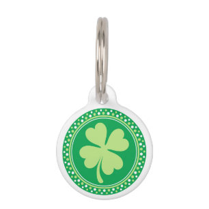 Lucky shamrock clover dot border gepersonaliseerd huisdierpenning