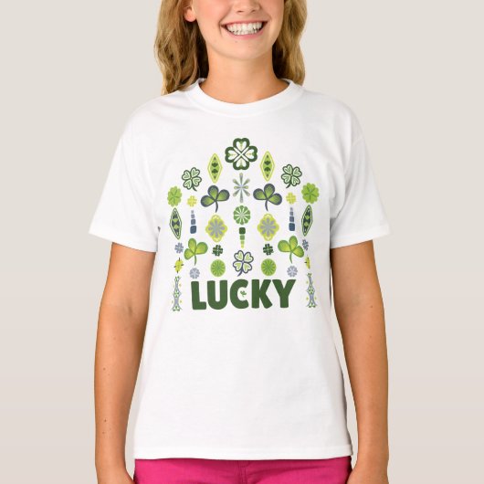 Lucky Shamrock Clover Floral Minimalist T-shirt (Voorkant)