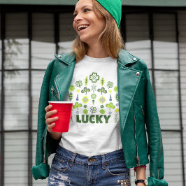 Lucky Shamrock Clover Floral Minimalist T-shirt