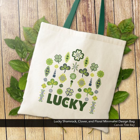 Lucky Shamrock Clover Floral Minimalist Tote Bag