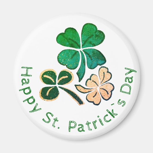 Lucky Shamrock Clover Gelukkig St. Patrick`s dag Magneet (Voorkant)