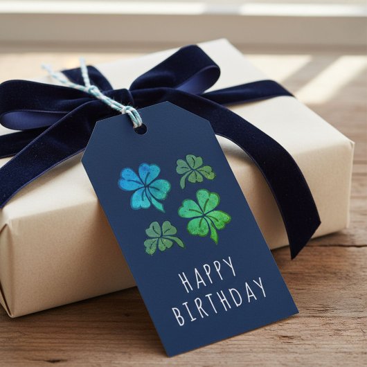 Lucky Shamrock Clover Gelukkige Verjaardag Cadeaulabel