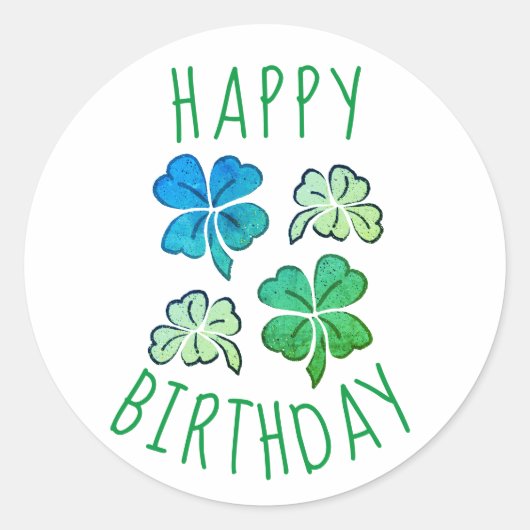 Lucky Shamrock Clover Gelukkige Verjaardag Ronde Sticker (Voorkant)