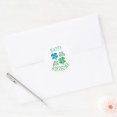 Lucky Shamrock Clover Gelukkige Verjaardag Ronde Sticker (Envelop)