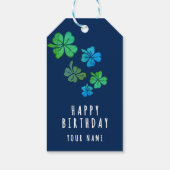 Lucky Shamrock Clover Happy Birthday Cadeaulabel (Achterkant)