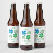 Lucky Shamrock Clover Happy St. Patrick's day Bier Etiket (Flessen)