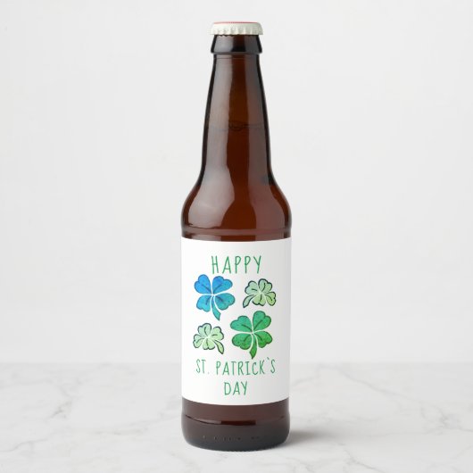 Lucky Shamrock Clover Happy St. Patrick's day Bier Etiket (Voorkant)