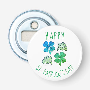 Lucky Shamrock Clover Happy St. Patrick's day Button Flesopener