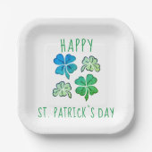 Lucky Shamrock Clover Happy St. Patrick's day Papieren Bordje (Voorkant)