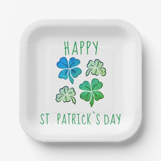 Lucky Shamrock Clover Happy St. Patrick's day Papieren Bordje (Voorkant)