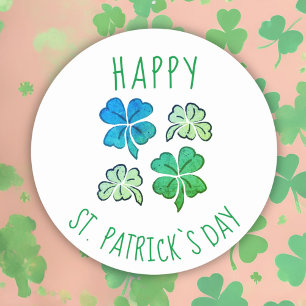 Lucky Shamrock Clover Happy St. Patrick's day Ronde Sticker