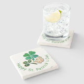 Lucky Shamrock Clover Happy St. Patrick's day Stenen Onderzetter (Zijkant)